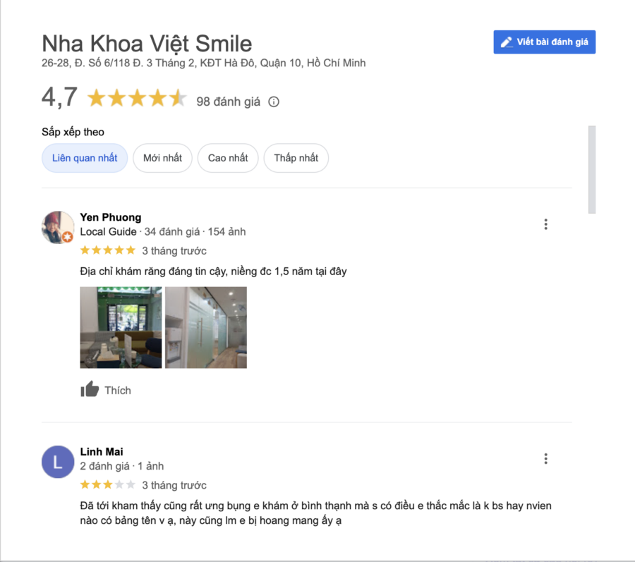 Đánh giá nha khoa Việt Smile